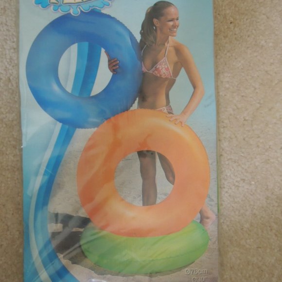 Swim Ring 30 " Green Vinyl Inflatable Swimming Pool Float Beach Raft Toy NEW - Picture 2 of 6